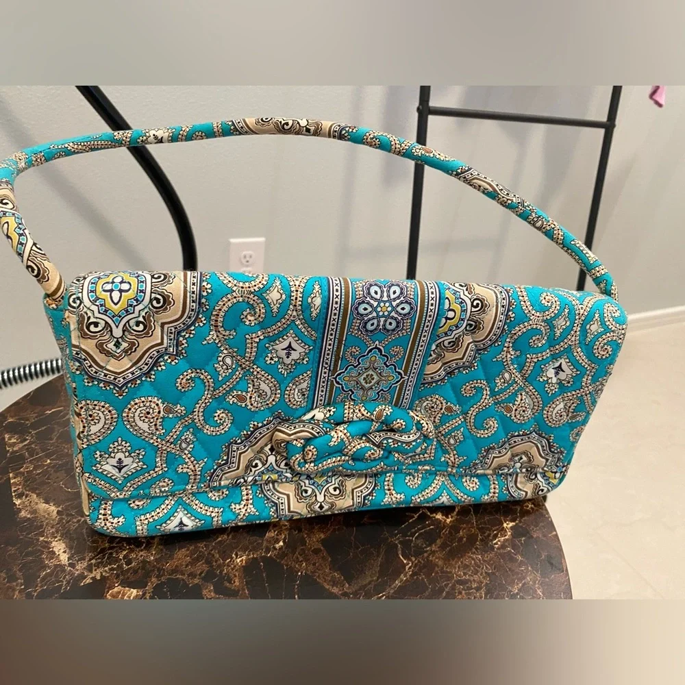 Vera Bradley Teal and Beige Paisley Cosmetic Bag - Picture 2 of 4